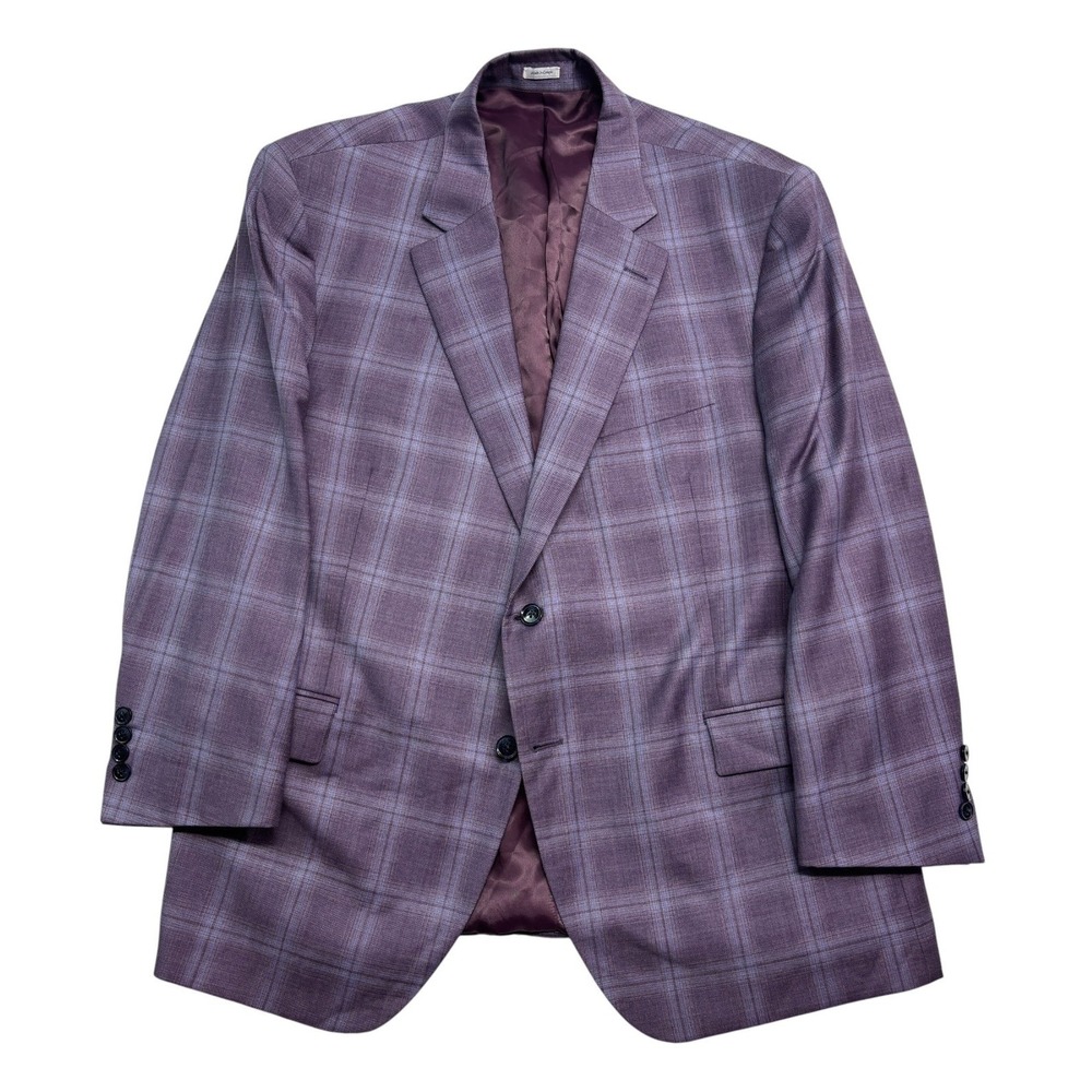 Peter Millar 46S Purple Plaid Blazer Jacket Sport Suit Coat Wool All Season
